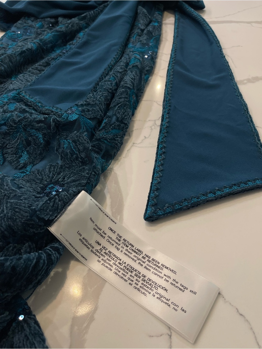 NEW Tadashi Shoji Beaded Floral One-Shoulder Gown In Cerulean Dress Size 10 - Picture 12 of 13